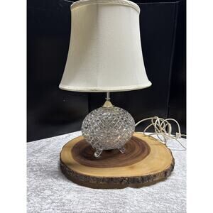 Vintage cut glass crystal table lamp Hollywood Regency feet Egg Shape Stunning!